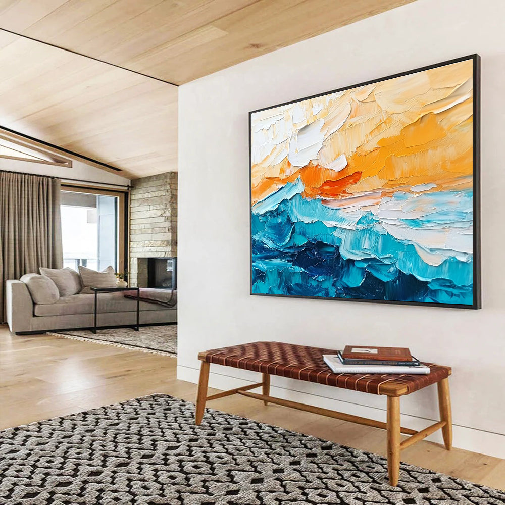 Sea and Sky Textured Abstract Painting with Bold Brushstrokes ABS291