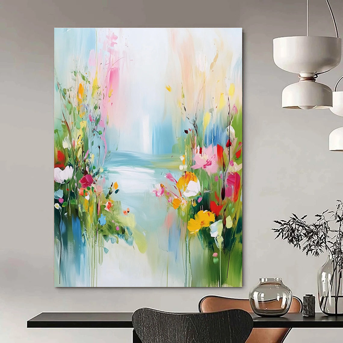 Floral Path Abstract Painting with Vibrant Brushstrokes GAB0007