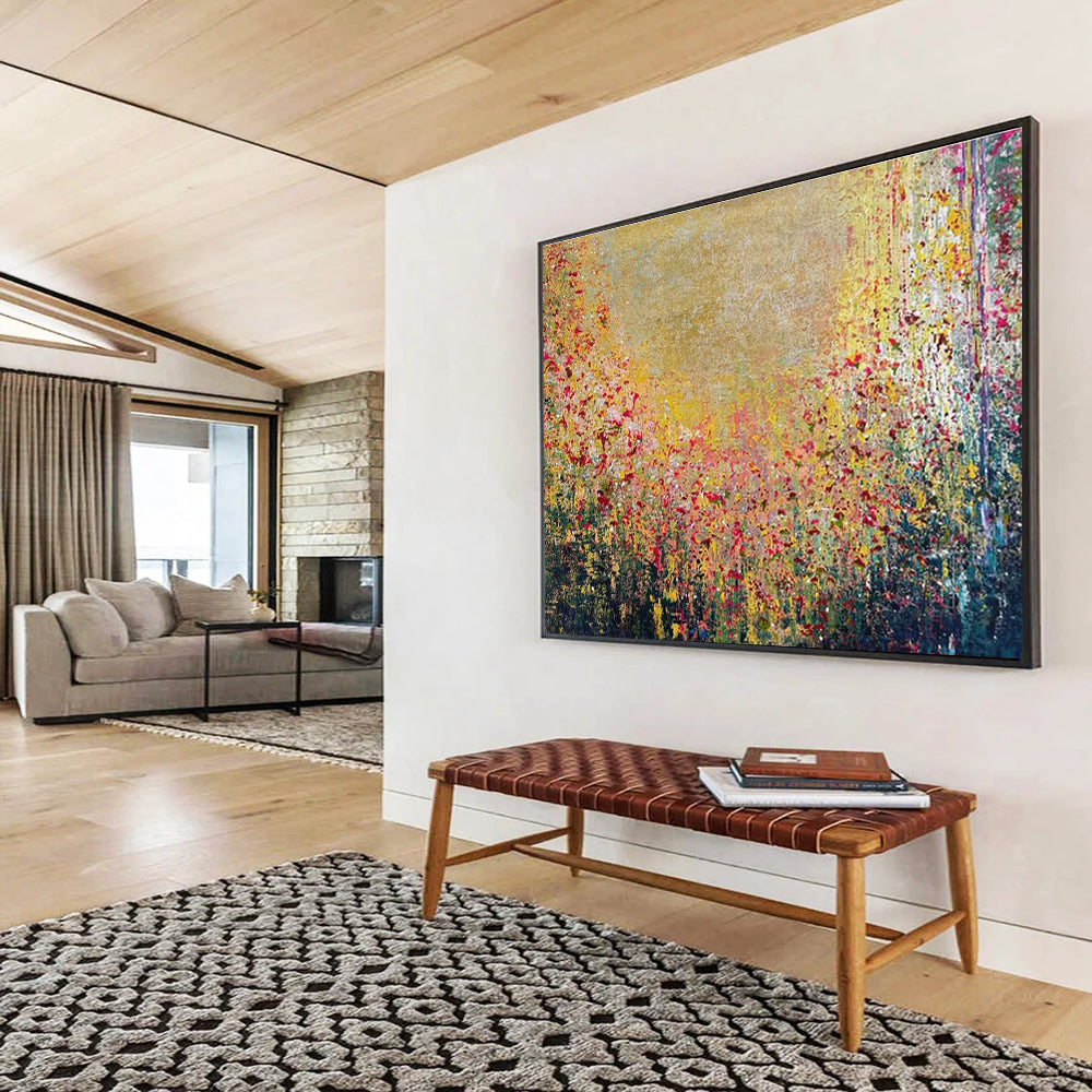Colorful Flower Field Abstract Painting for Cheerful Breakfast Nooks YHT325