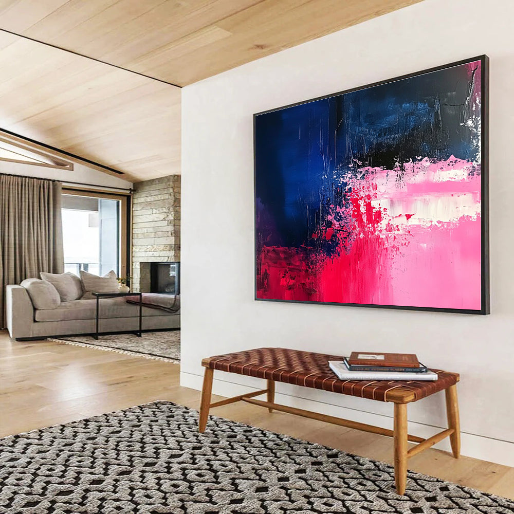 Pink - Blue Abstract Color Clash Painting ABS187