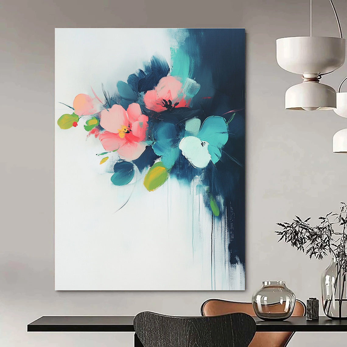 Delicate Flower Abstract Painting for Romantic Dining Spaces GAB0843