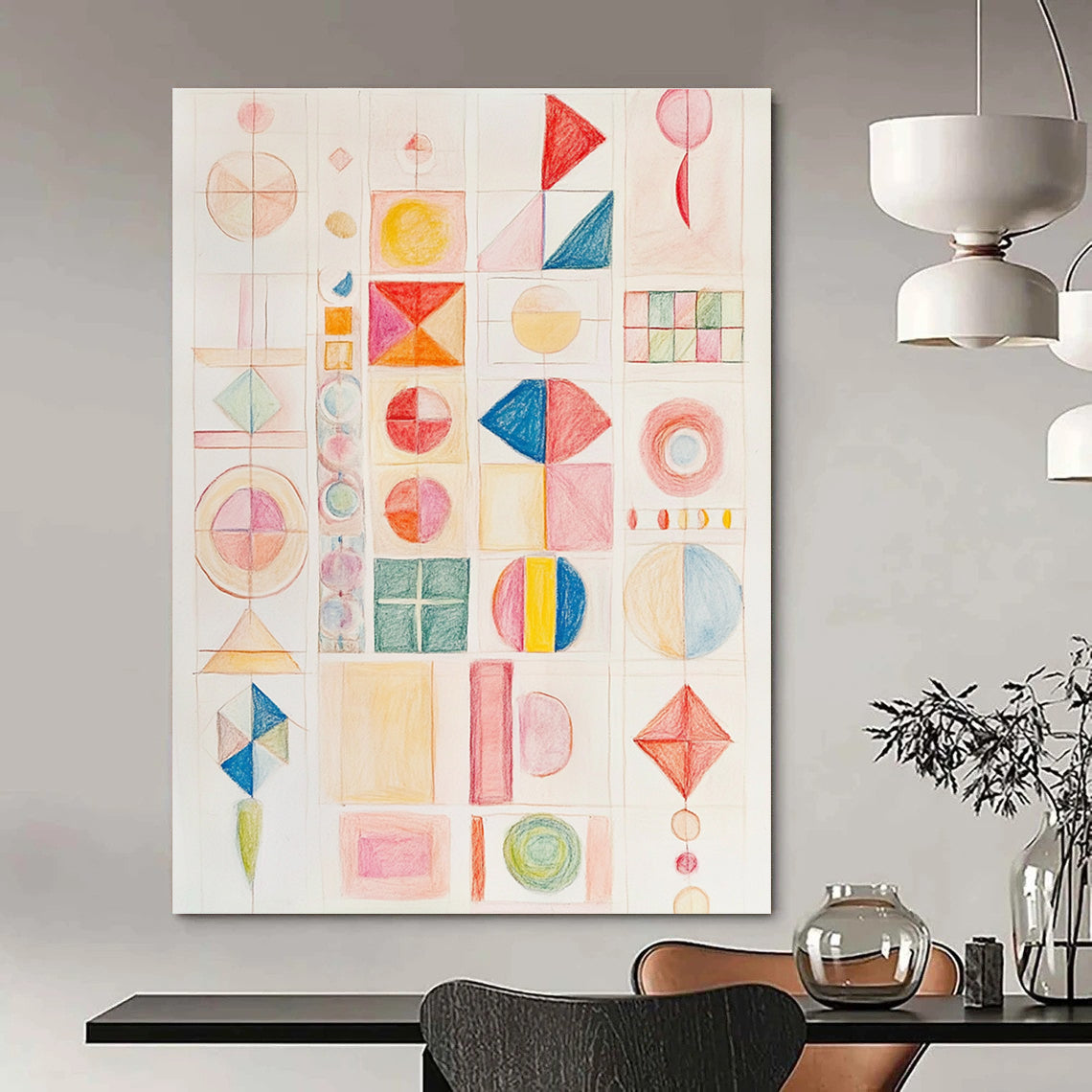 Colorful Geometric Grid Abstract Painting of Order and Color GAB0119
