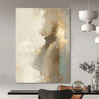 Figure in Neutral Tones Abstract Painting with Gold Accents GAB0690