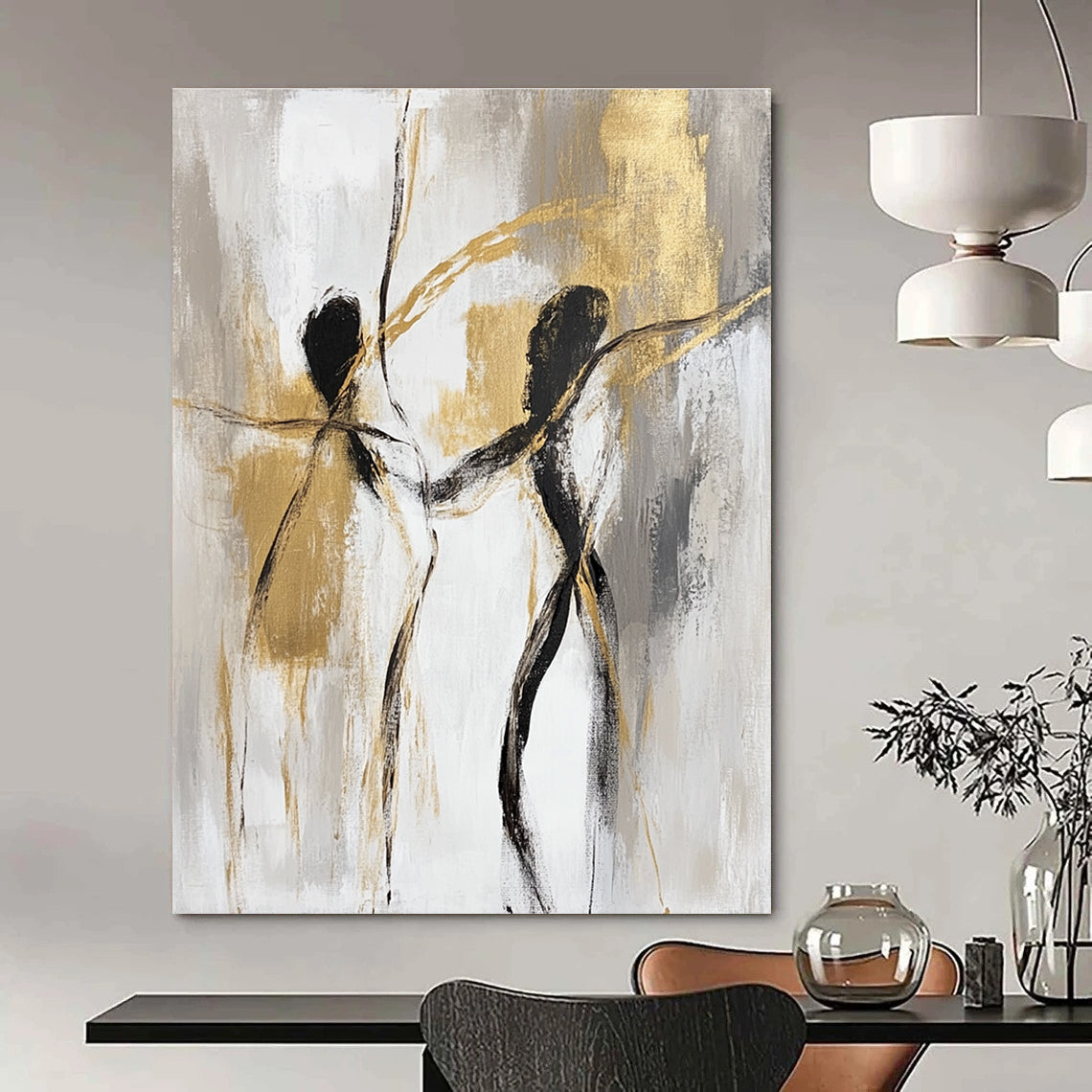 Dancing Figures Abstract Painting for Romantic - Themed Wedding Venues GAB0914