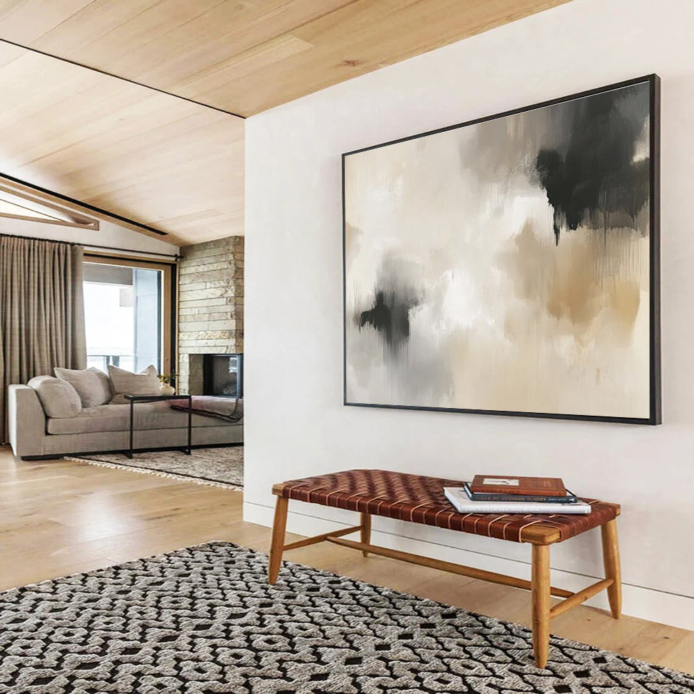 Beige and Gray Abstract with Soft Brushstrokes Abstract Painting ABS379