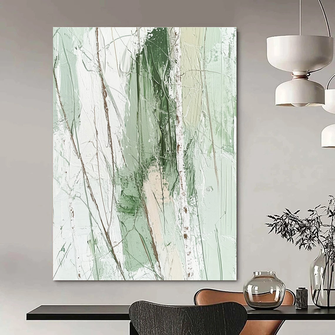 Green Tree Abstract Painting for Nature - Inspired Bedrooms GAB0752