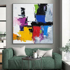 Bold Color Block Abstract Painting with Dynamic Edges WINK627