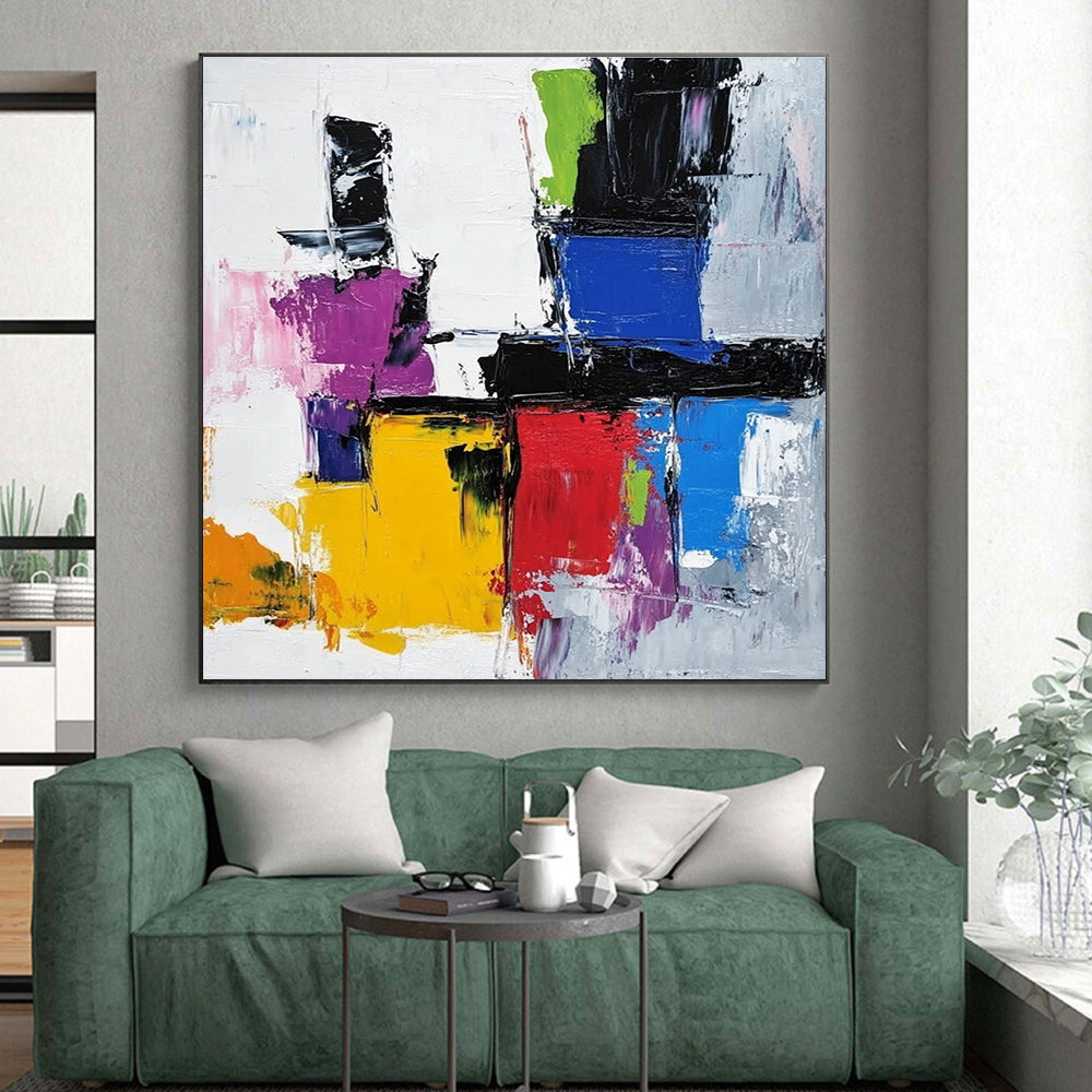 Bold Color Block Abstract Painting with Dynamic Edges WINK627