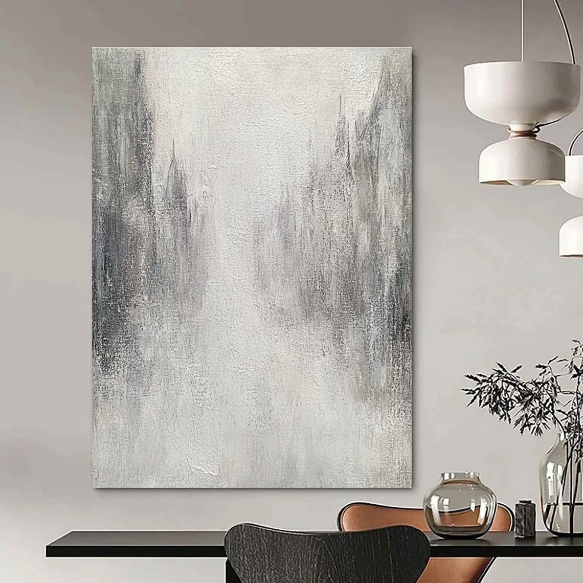 Monochrome Misty Path Abstract Painting for Mysterious Interiors GAB0738