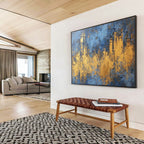 Blue and Gold Urban Abstract with Bold Textures Abstract Painting ABS313
