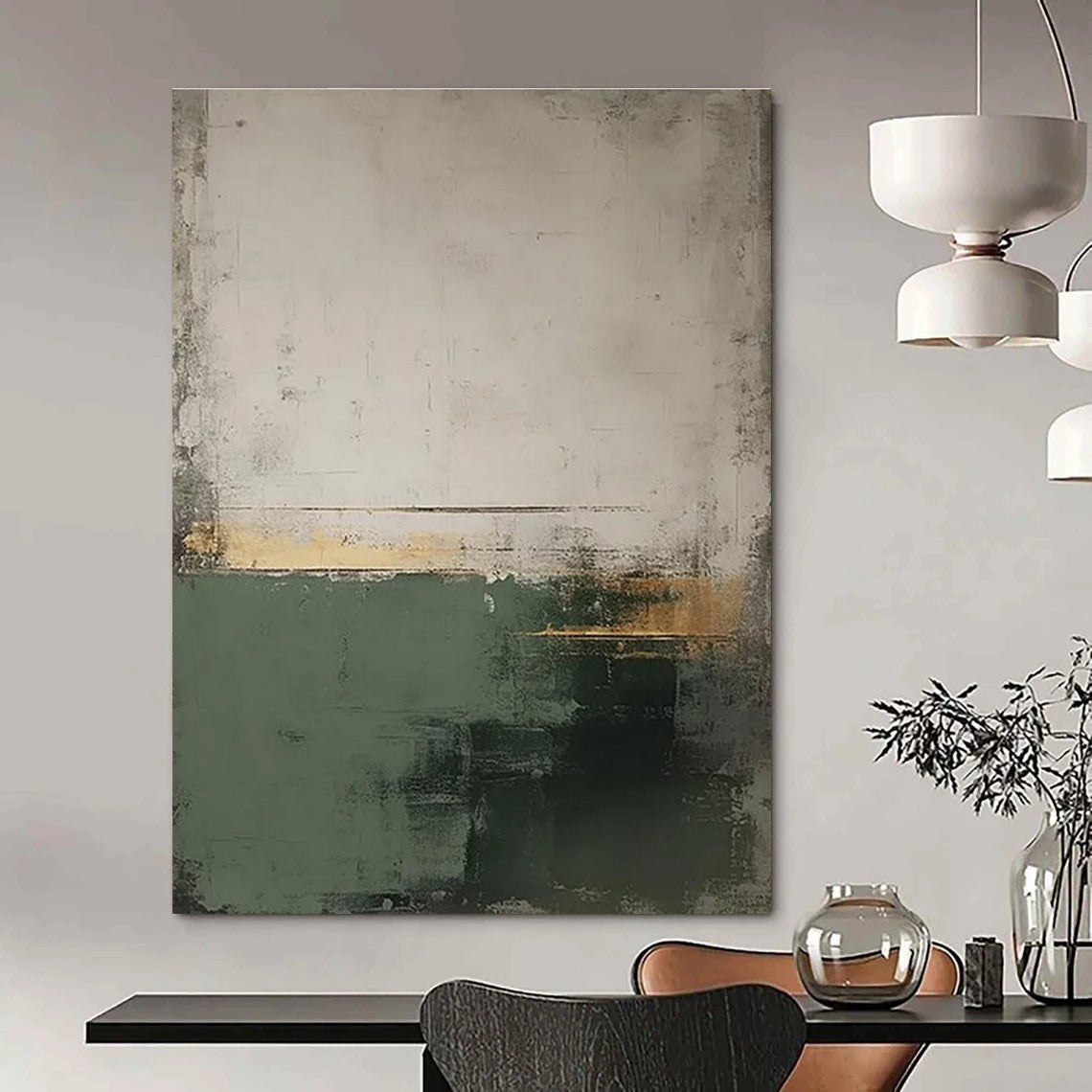 Earth - Toned Abstract with Gold Painting for Timeless Interiors HENG454