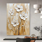 3D Cream - Colored Flowers Tactile Abstract Painting for Cozy Interiors GAB1527