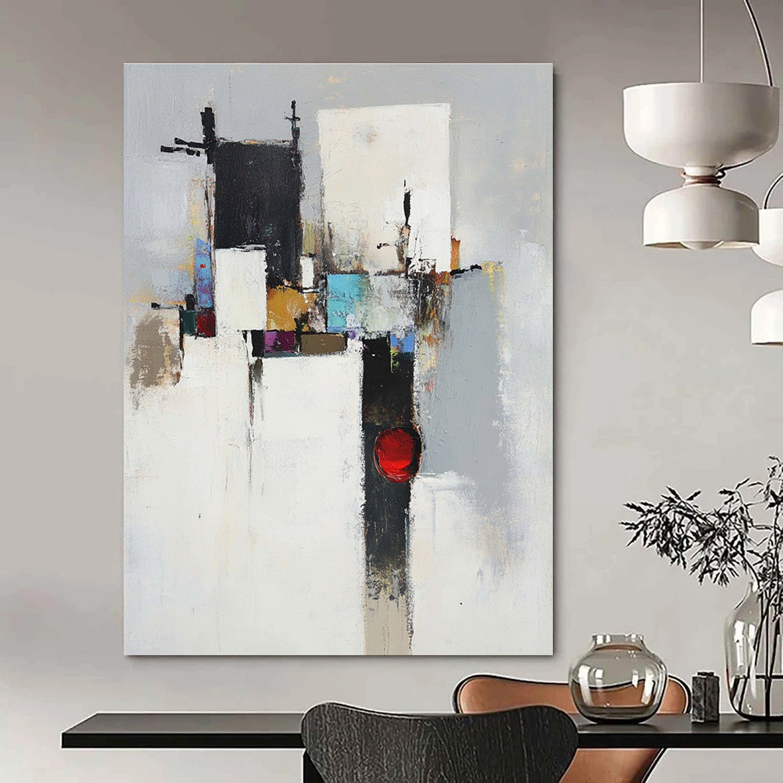 Colorful Geometric Abstract Painting for Modern - Styled Offices GAB1090