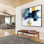 Geometric Blue - Gray - Yellow Abstract Painting ABS194