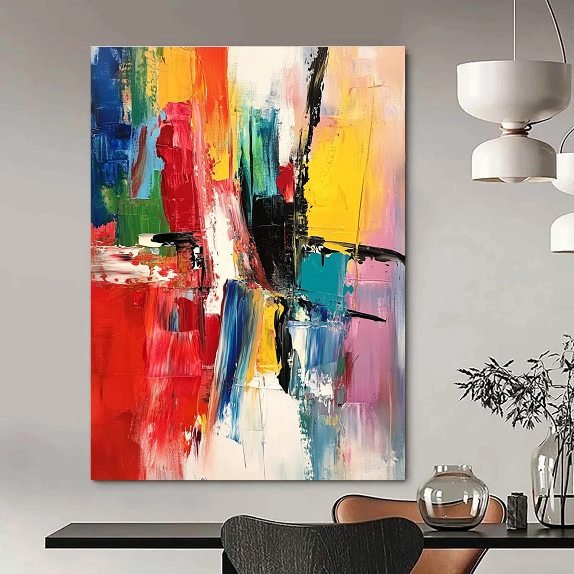 Color Explosion Abstract Painting for Creative Workspaces GAB1139
