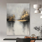 Gold - Lake Abstract Painting for Rustic - Chic Restaurants GAB0862
