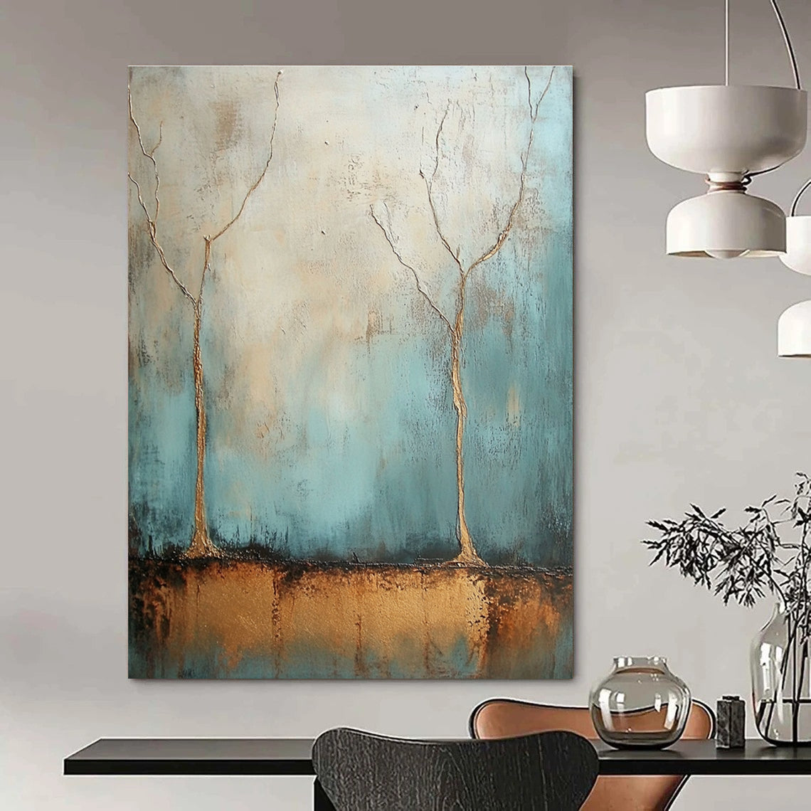 Two Trees Abstract Painting for Minimalist - Styled Gardens GAB1079