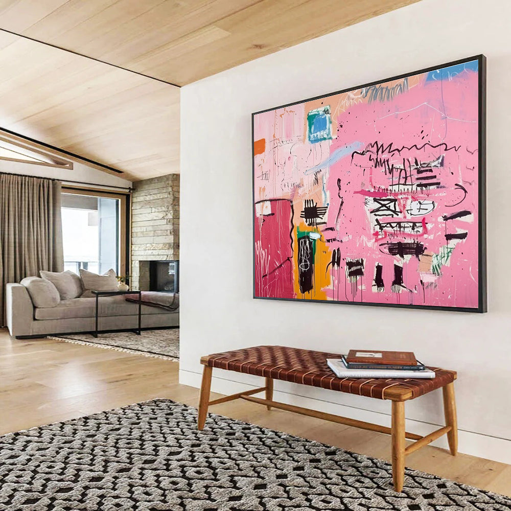 Pink Abstract Graffiti Painting for Urban Lofts YHT198
