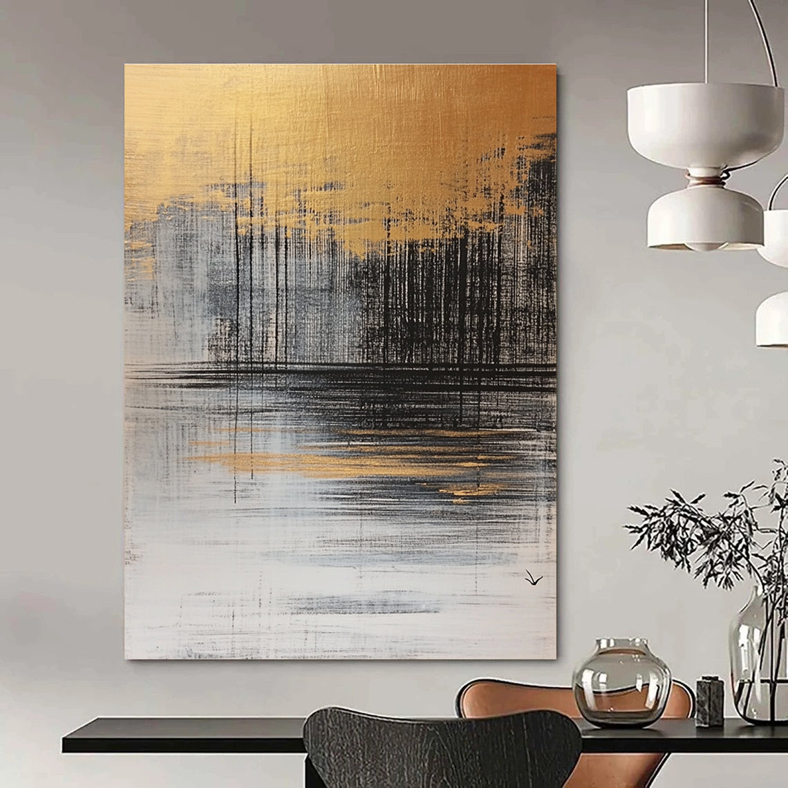 Golden Horizon Abstract - Mystical Landscape Abstract Art GAB0482