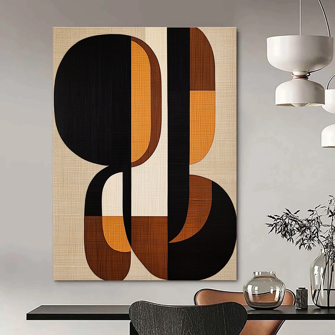 Interconnected Shapes Abstract Painting for Collaborative Workspaces GAB1358
