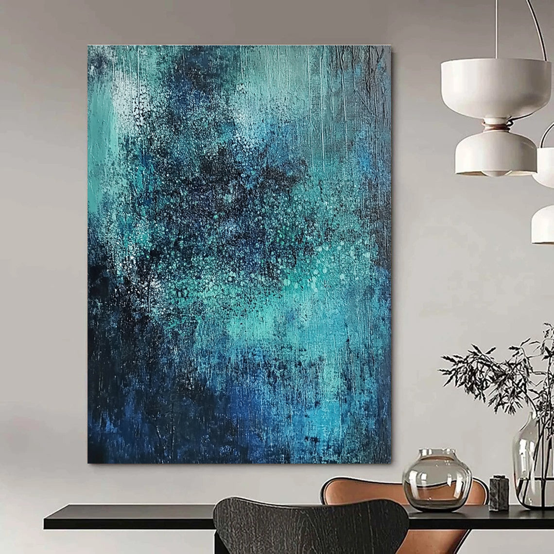 Blue Green Gradient Abstract Painting for Spa Retreats GAB0761