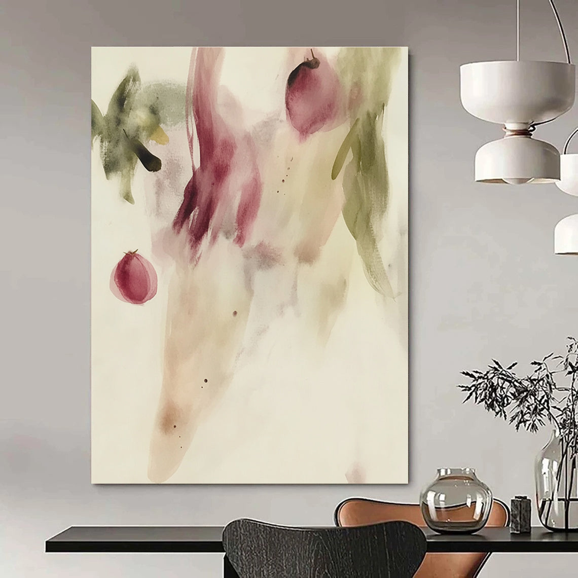 Watercolor Flowers and Buds Delicate Botanical Abstract Painting GAB0347