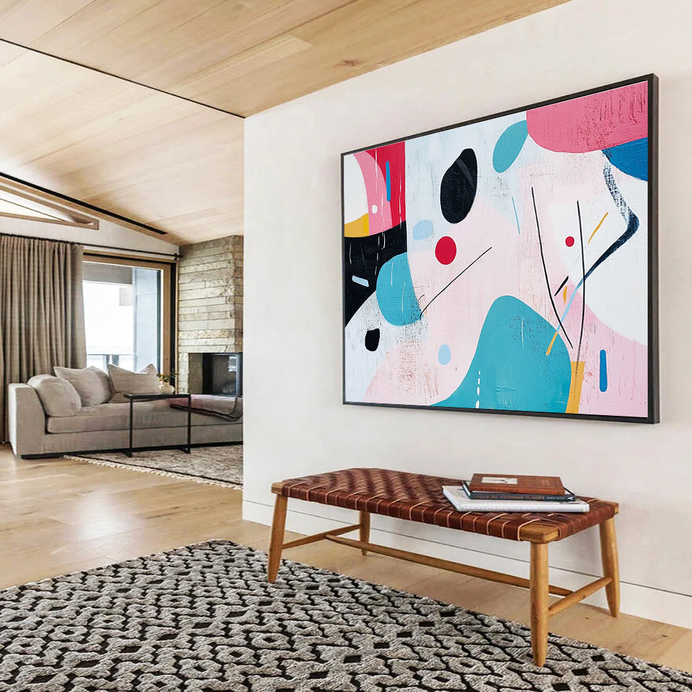 Playful Shape with Pastel and Bold Colors Abstract Painting ABS346