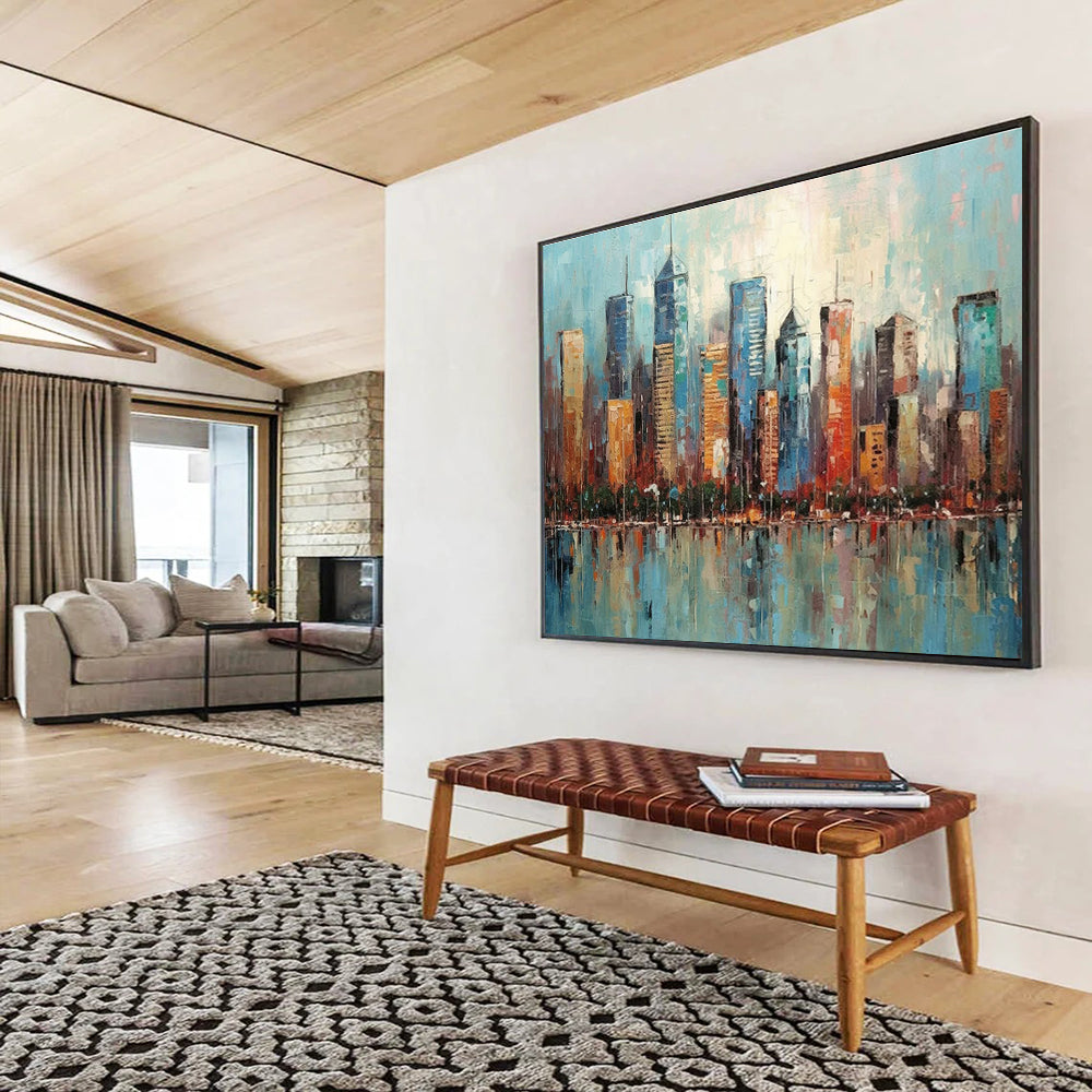 Colorful Cityscape Abstract Painting for Urban Art Lovers YHT076