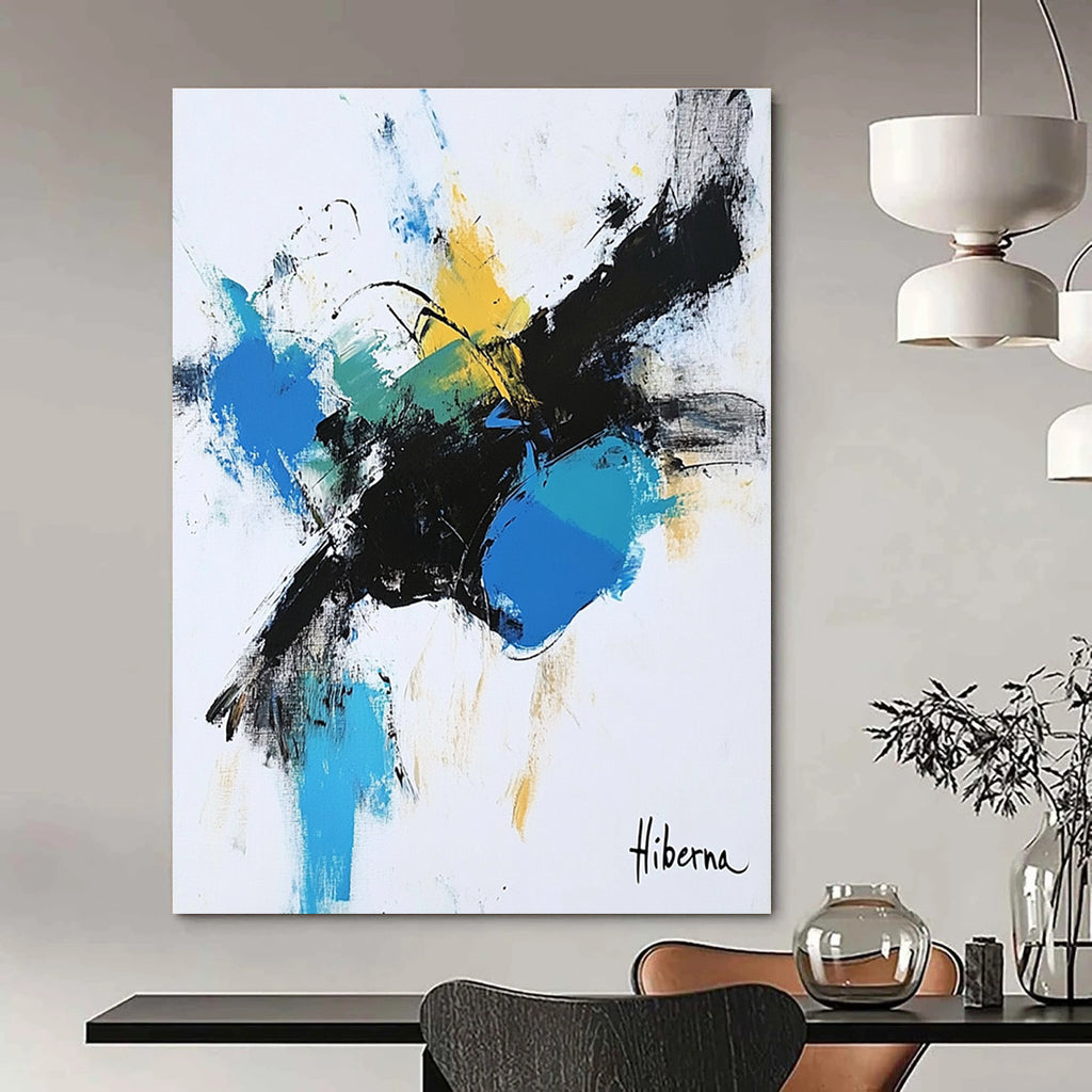 Bold Color Splash Abstract Painting of Energetic Expression GAB0198