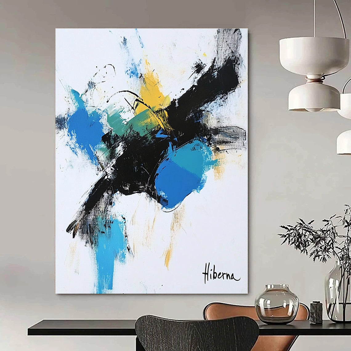 Bold Color Splash Abstract Painting of Energetic Expression GAB0198