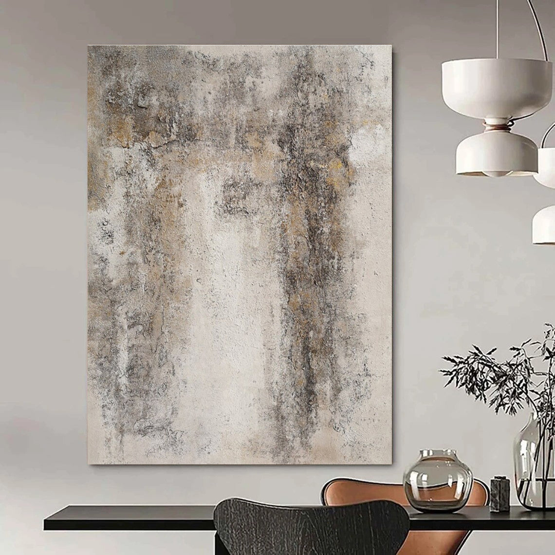 Weathered Concrete - Like Abstract in Gray and Beige Painting for Industrial - Chic Lofts HENG346