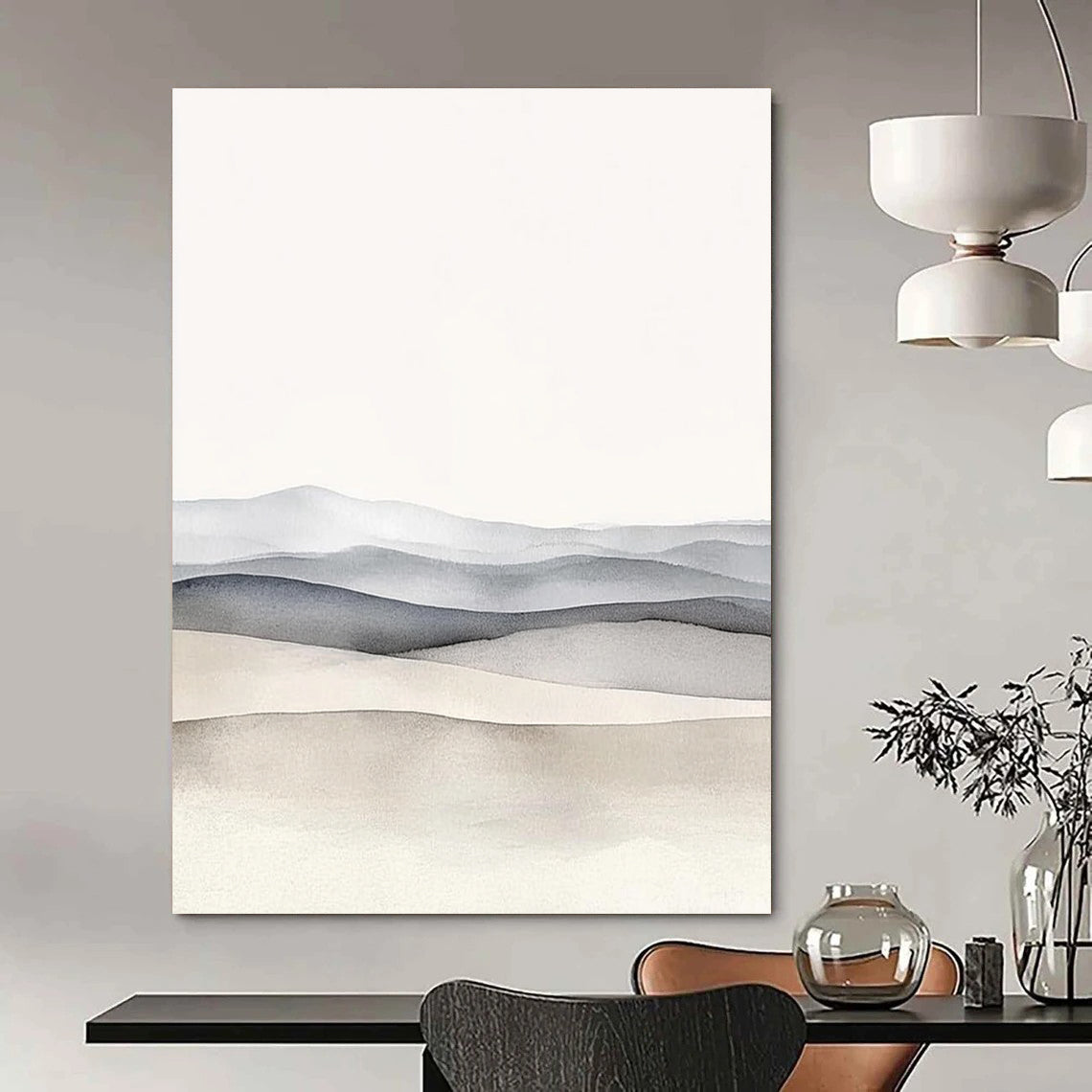 Gray Mountain Layers Minimalist Abstract Painting for Zen Spaces GAB1512