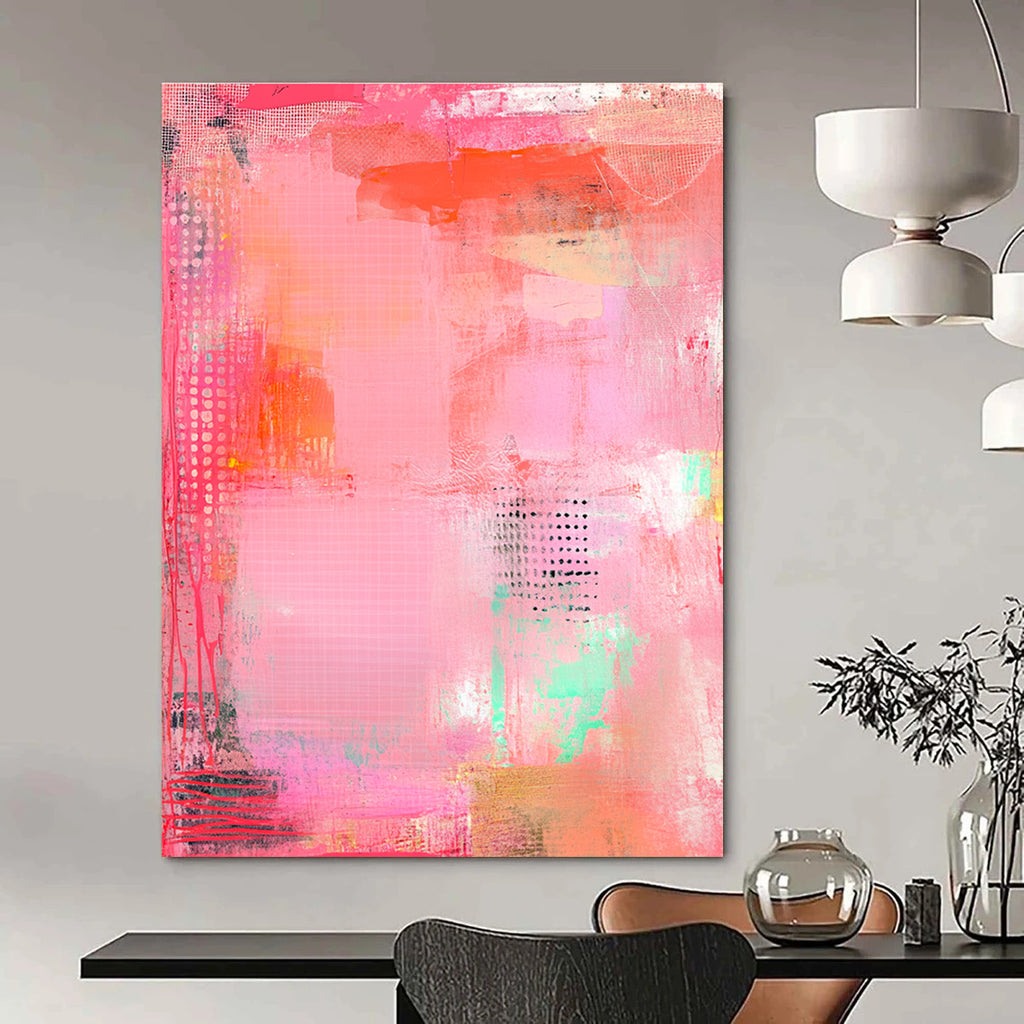 Textured Pink Abstract Painting for Girls’ Fashion Boutiques GAB1247