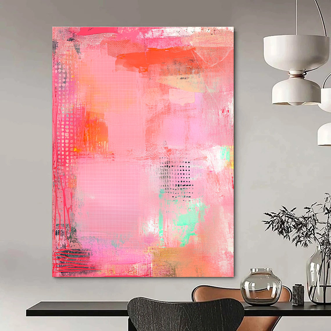 Textured Pink Abstract Painting for Girls’ Fashion Boutiques GAB1247