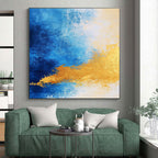 Blue - Gold Abstract Gradient Painting with Subtle Radiance WINK376