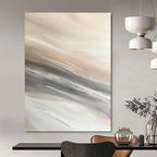 Beige and Grey Flowing Textures Abstract Painting with Soft Movement GAB0074