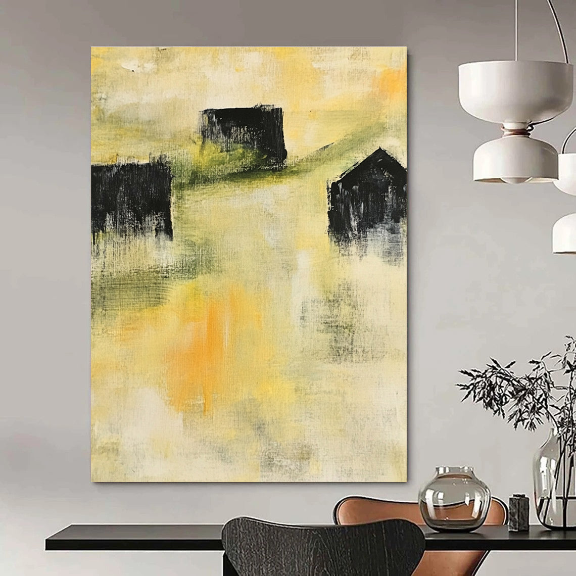 Yellow - Toned Abstract Painting for Bright - Styled Breakfast Nooks GAB1046