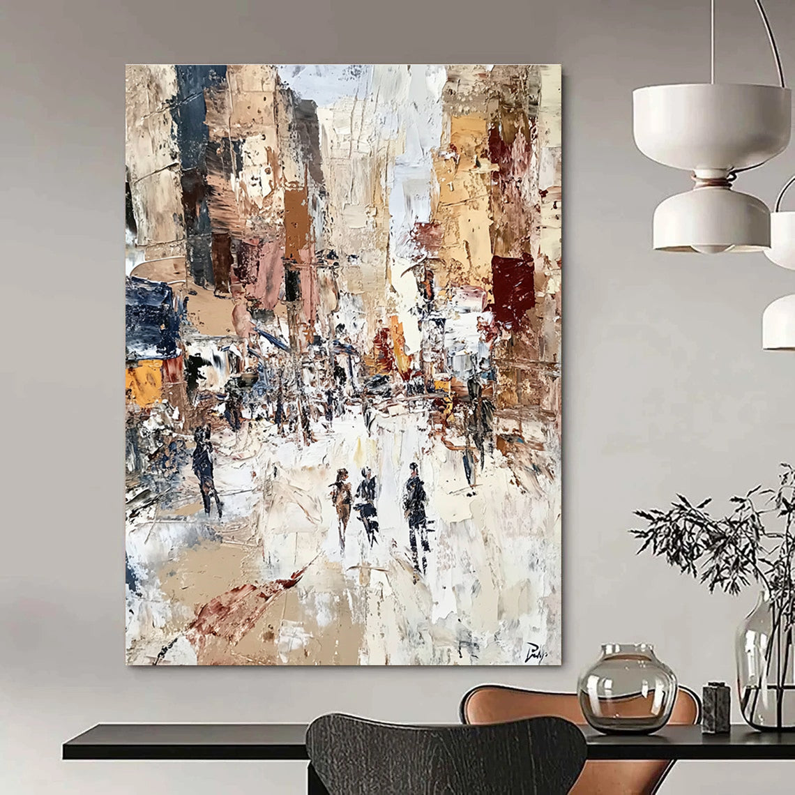 Busy Urban Street Abstract Painting for City - Themed Cafes GAB1075