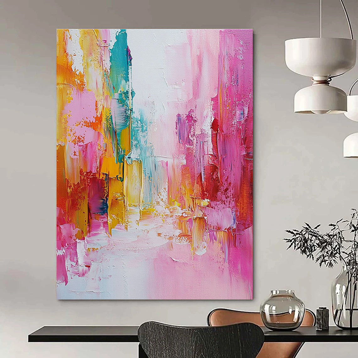 Vibrant Street Abstract - Lively Urban Abstract Painting GAB0643