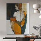 Stylized Figure with Bowl Abstract Painting for Cultural Vibes GAB0718