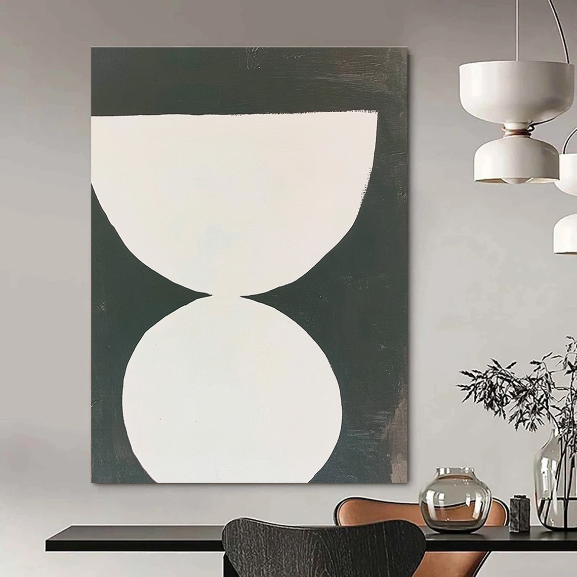Black and White Hourglass - Monochromatic Geometric Art GAB0406
