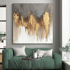 Gold - Dripped Gray Abstract Painting with Subtle Luxury WINK325