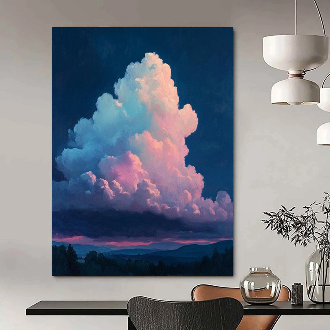 Twilight Clouds Abstract Painting for Romantic Restaurant Dining Areas HENG009