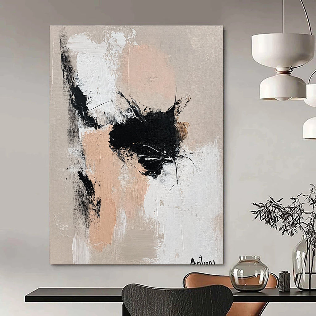 Abstract Black Cat Playful Feline Abstract Painting GAB0226