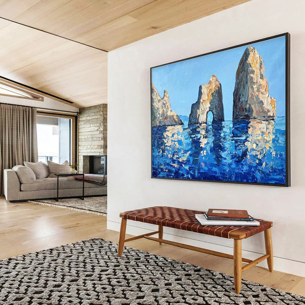 Sea Rocks Abstract Painting for Beachfront Home Studies YHT478