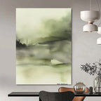 Misty Green Watercolor - Serene Landscape Abstract Art GAB0508