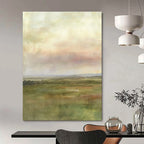 Green Field with Figure - Serene Landscape Watercolor Art GAB0390