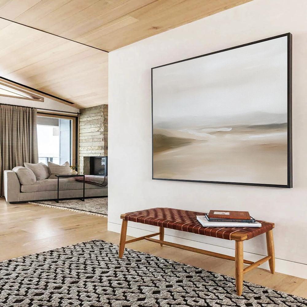 Minimalist Neutral Landscape Abstract Painting with Subtle Calm ABS592