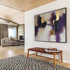 Purple and Gold Abstract Forms Painting with Opulent Hues ABS396