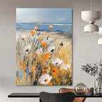 Beach Flowers Serene Abstract Painting for Coastal Homes GAB1415